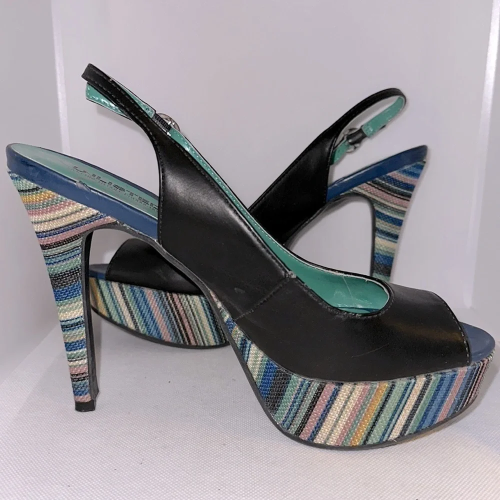 Unlisted by Kenneth Cole Make the Grade Slingback Platform Heels Size 8.5M - EUC
